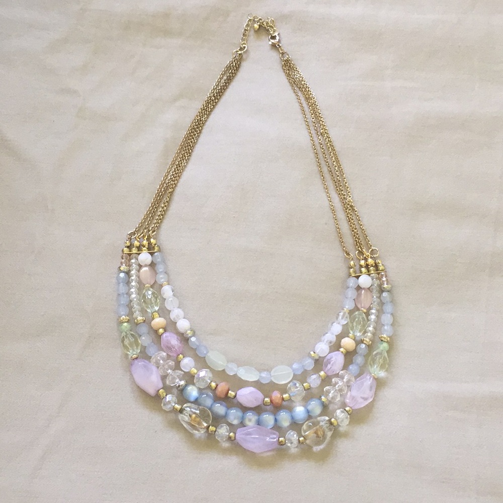New Beautiful Light Blue, Purple, & Gold Necklace